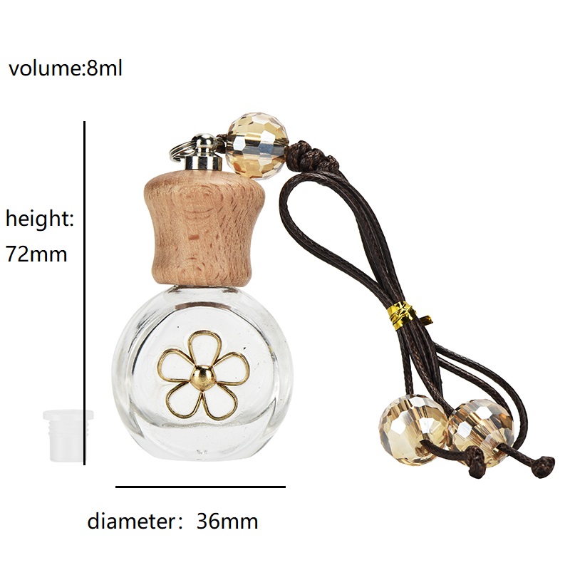 8ml luxury car logo perfume bottle hanging perfume bottle fragrance glass car air freshener with pearl ring