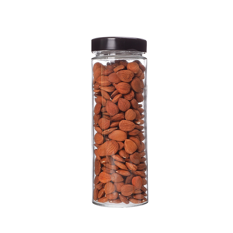 8oz 10oz 12oz Round Glass Jar with Black Deep Cap Storage Food Jar Container