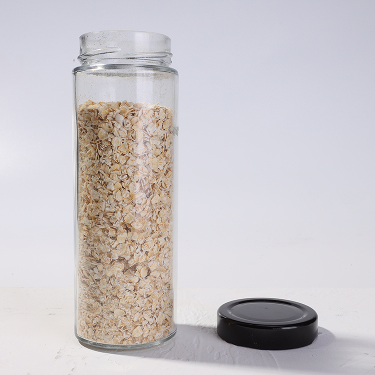 8oz 10oz 12oz Round Glass Jar with Black Deep Cap Storage Food Jar Container