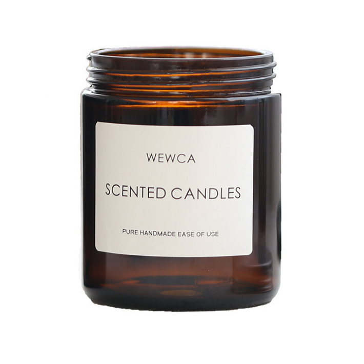 8oz 10oz 12oz luxury empty amber glass candle jars with metal lid