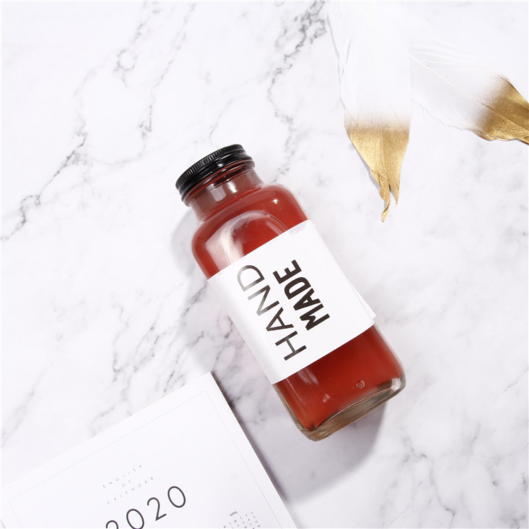 8oz 12oz 16oz Square Clear Glass Cold Pressed Juice Bottle with Safety Cap