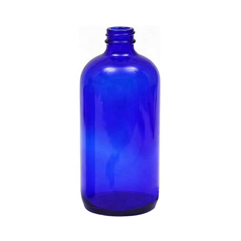 8oz 16 oz Cobalt Blue boston round glass spray Bottles with black atomizer cap