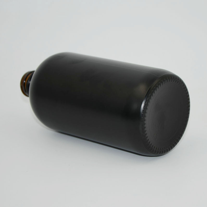 8oz 16 oz Matte Black Glass Boston Round Bottle With 28 Neck Cap