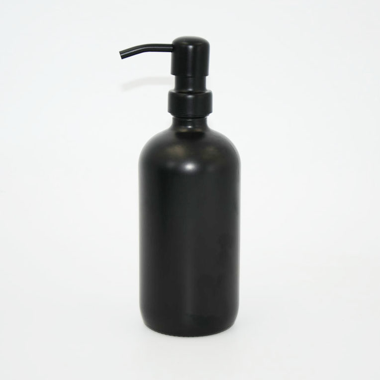 8oz 16 oz Matte Black Glass Boston Round Bottle With 28 Neck Cap