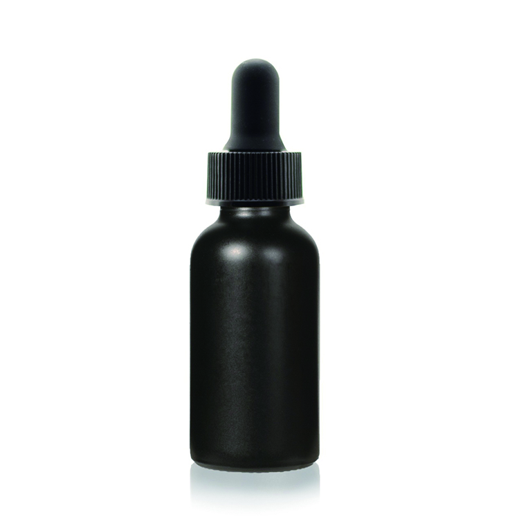 8oz 16 oz Matte Black Glass Boston Round Bottle With 28 Neck Cap