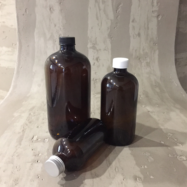 8oz 16oz 250ml 500ml Glass Round Bottle for Drinking with Aluminium Lid and Plastic Lid Kombucha Bottle with Lid