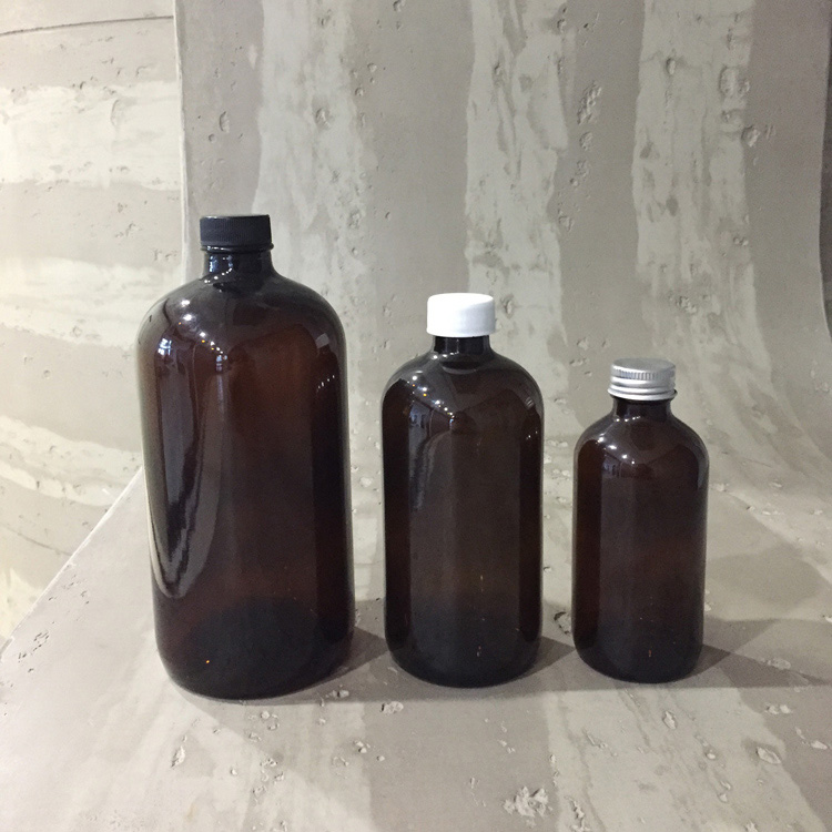8oz 16oz 250ml 500ml Glass Round Bottle for Drinking with Aluminium Lid and Plastic Lid Kombucha Bottle with Lid