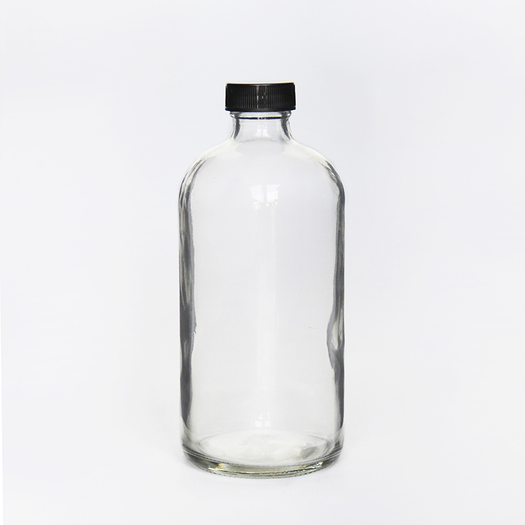 8oz 16oz 32oz 250ml 500ml 1000ml Clear Glass Bottle With Black Airtight Lid For Drinking Kombucha Bottle