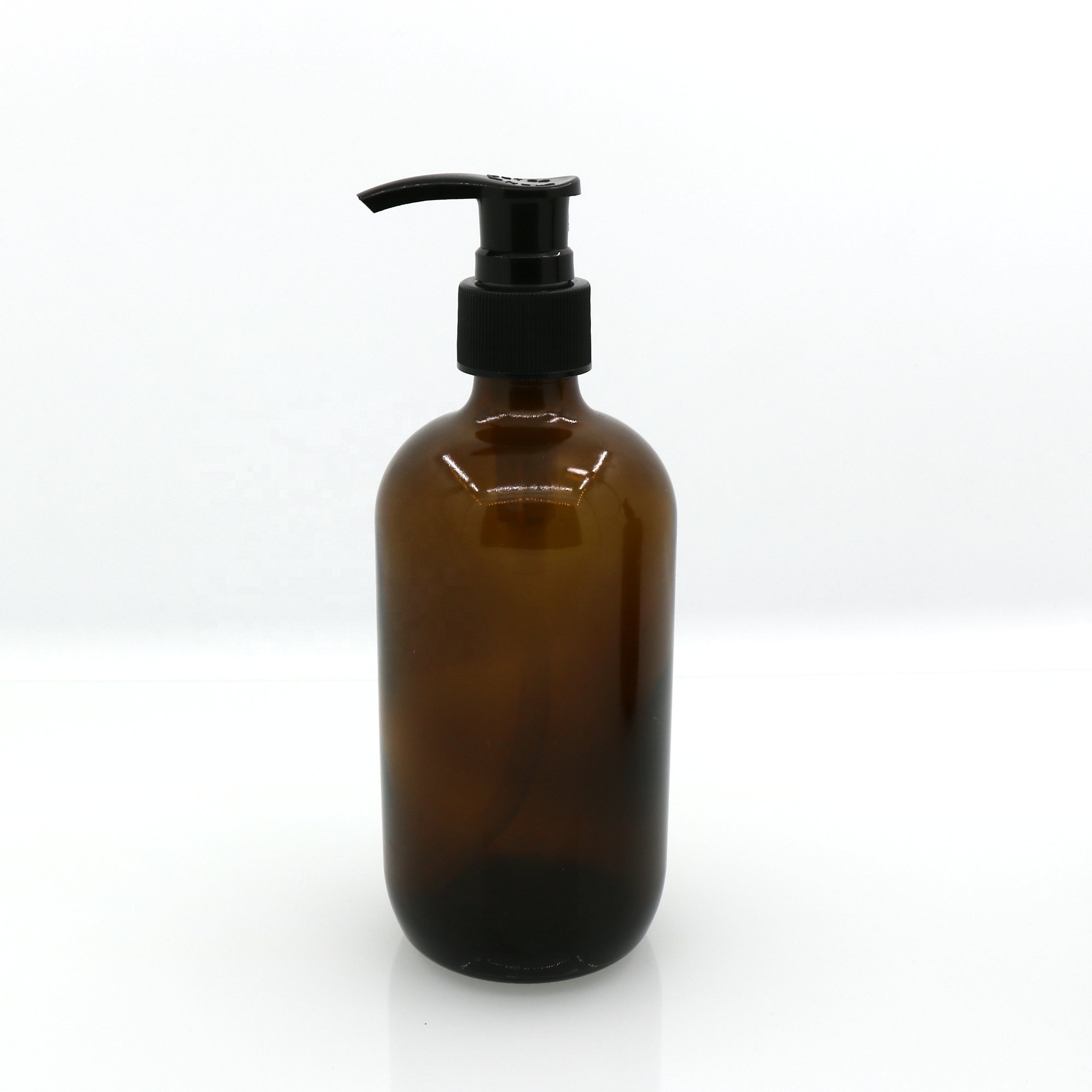 8oz 16oz Essential Oil Glass Bottle 250ml 500ml Boston Round Shampoo Bottle with Plastic Pump Sprayer for Liquid Soap bottle