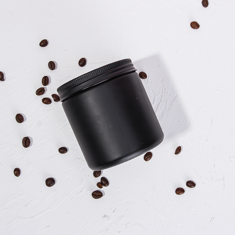 8oz 16oz Matt Black Round Glass Herb Jar Body Butter Storage Glass Jar With Black Cap