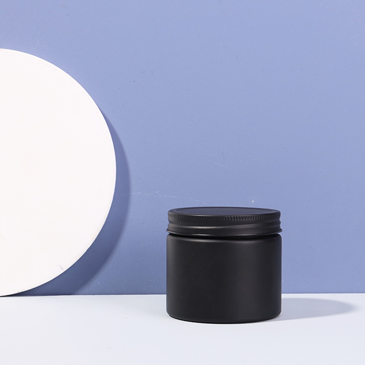 8oz 16oz Matt Black Round Glass Herb Jar Body Butter Storage Glass Jar With Black Cap