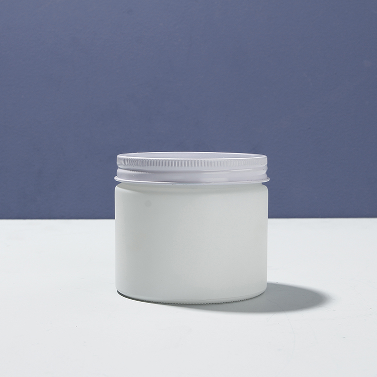 8oz 16oz Matte White Straight Side Glass Jar For Coconut Oi Body Oil Hair wax Storage With Metal Lid