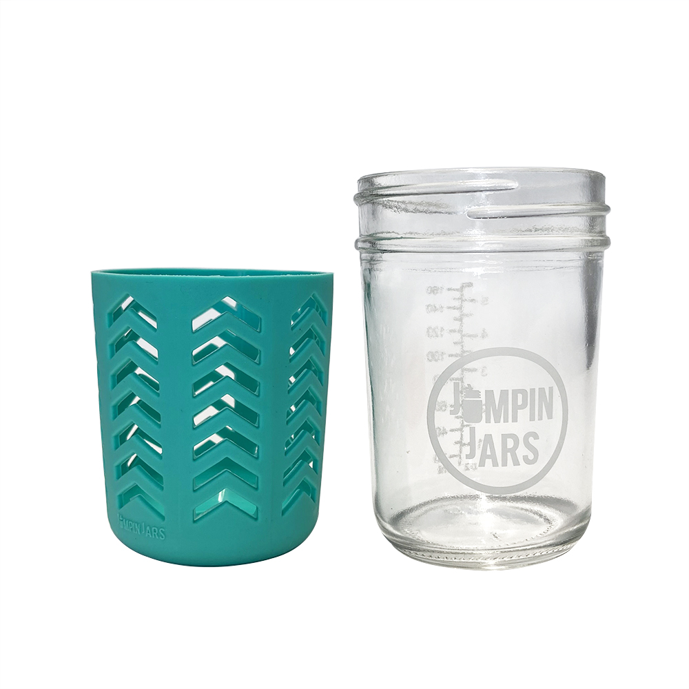 8oz 240ml Regular Mouth Mason Jar Glass Silicone Sleeve and Plastic Lids