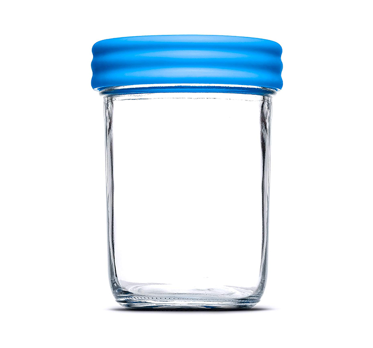 8oz 240ml Regular Mouth Mason Jar Glass Silicone Sleeve and Plastic Lids
