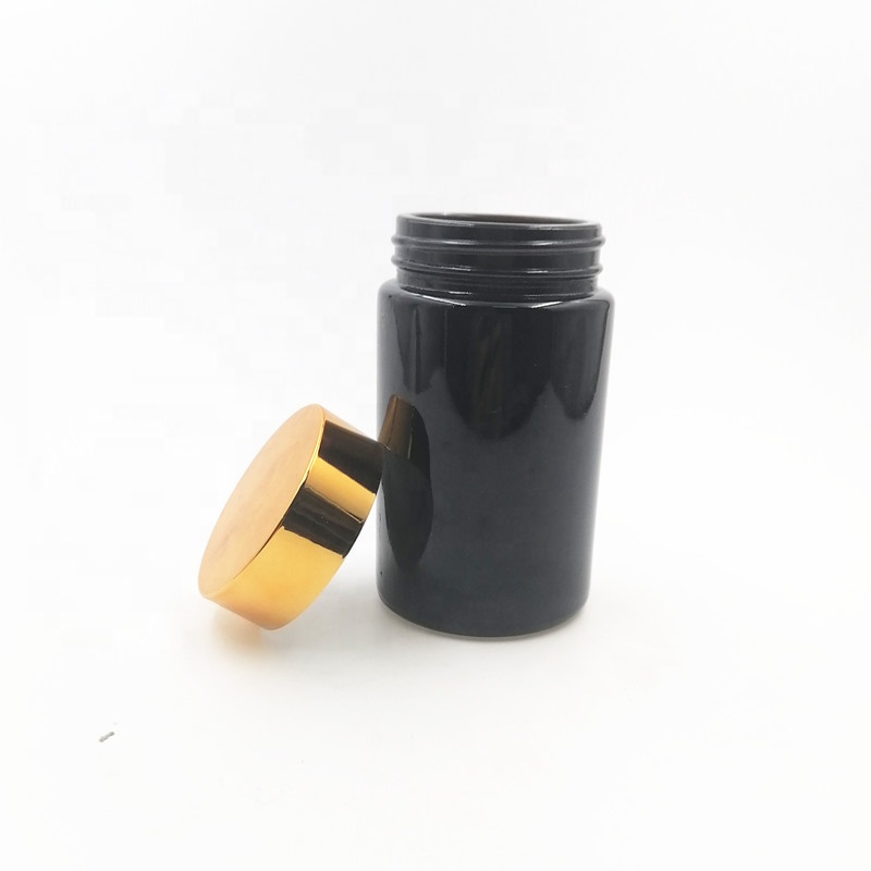 8oz 240ml cream face candle bottle 6oz raw materials amber canister weeds herbs glass jar hard ABS plastic gold cap black color