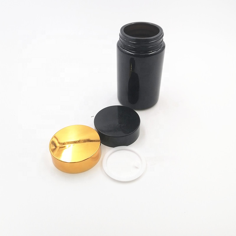 8oz 240ml cream face candle bottle 6oz raw materials amber canister weeds herbs glass jar hard ABS plastic gold cap black color