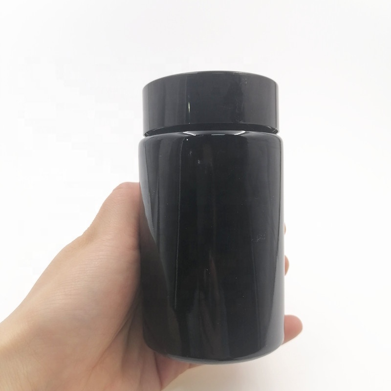 8oz 240ml cream face candle bottle 6oz raw materials amber canister weeds herbs glass jar hard ABS plastic gold cap black color