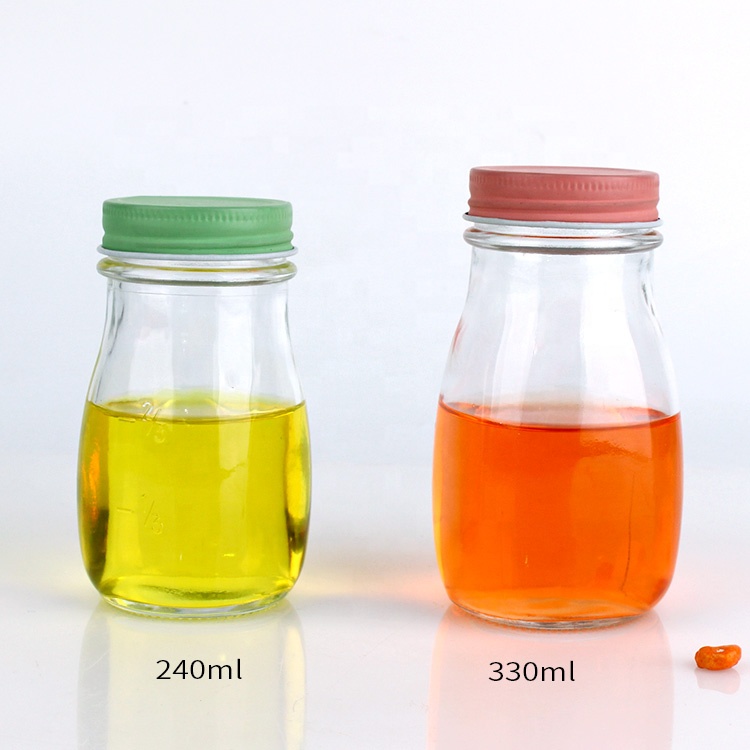 8oz 240ml glass milk bottles juice glass bottles with aluminum screw cap