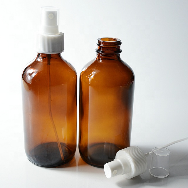 8oz 250ml Amber Boston Round Glass Spray Bottles With Trigger Sprayer