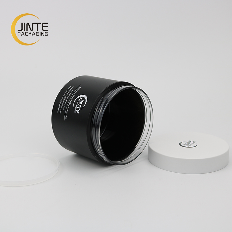 8oz 250ml Black Plastic Cosmetic Empty Jar With White Lid
