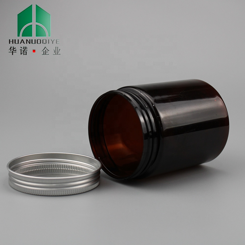 8oz/250ml Clear PET Cream Brown Plastic Jars With Black/Gold Aluminum Lid,Powder Storage jar,Cosmetic Packaging