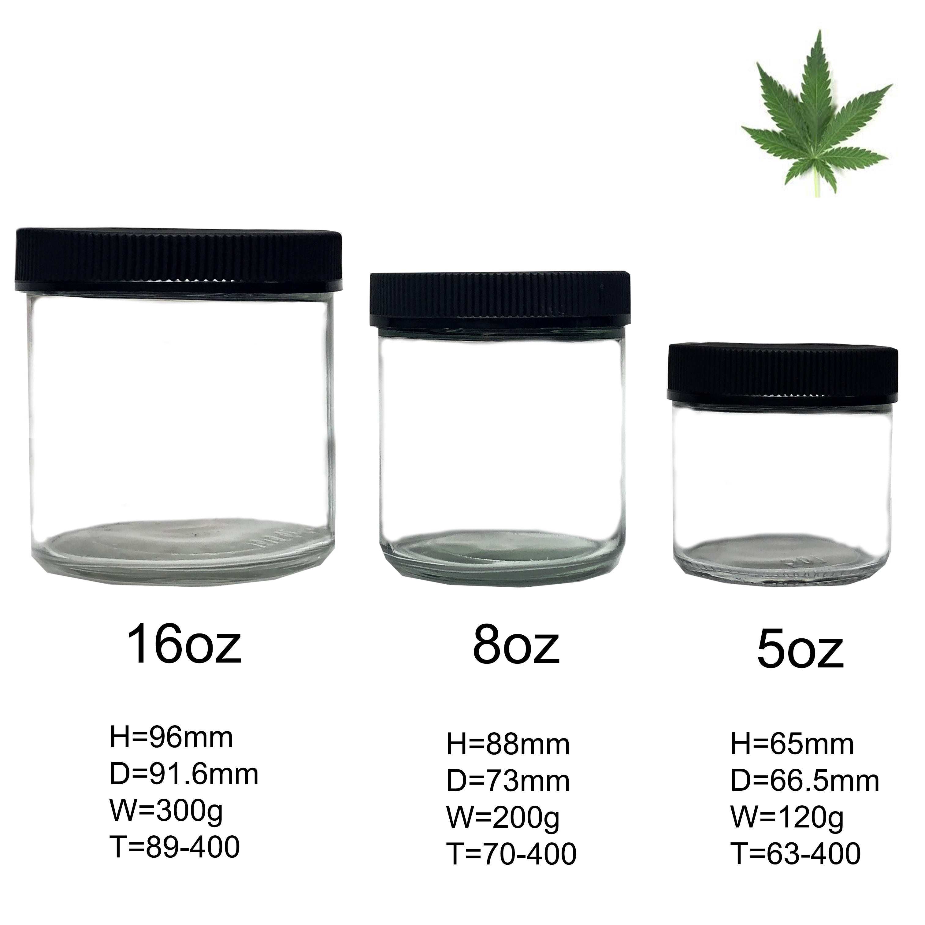 8oz 250ml Clear Straight Sided Glass Storage Jar Child Resistant CBD Oil Jar
