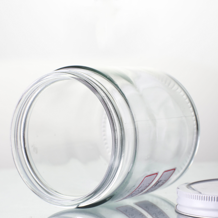 8oz 250ml Empty Transparent Straight Side Wide Mouth Clear Glass Jar With Metal Lid