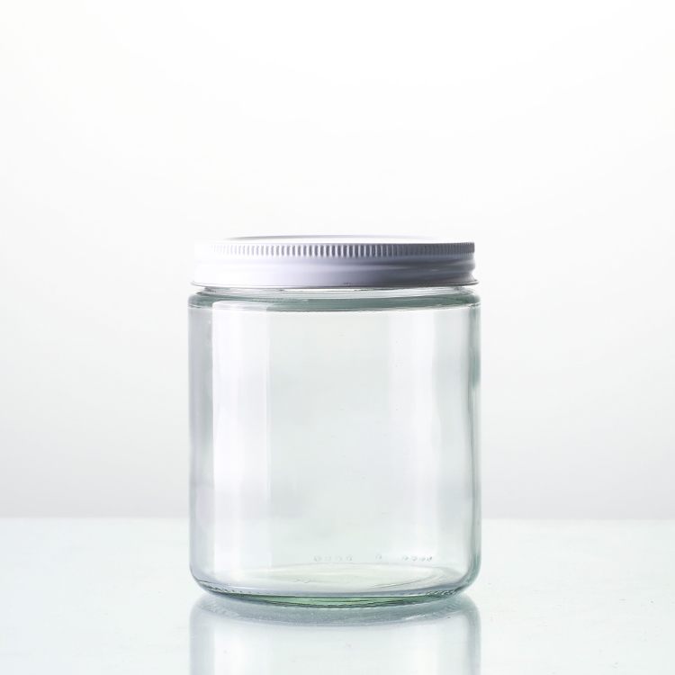 8oz 250ml Empty Transparent Straight Side Wide Mouth Clear Glass Jar With Metal Lid