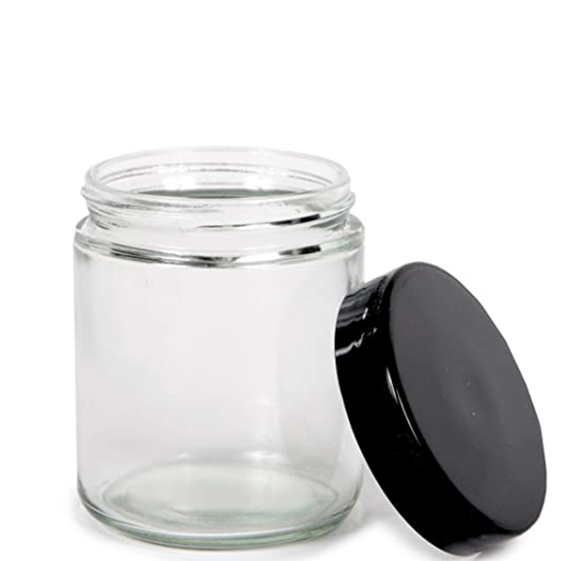 8oz 250ml Empty Transparent Straight Side Wide Mouth Clear Glass Jar With Metal Lid