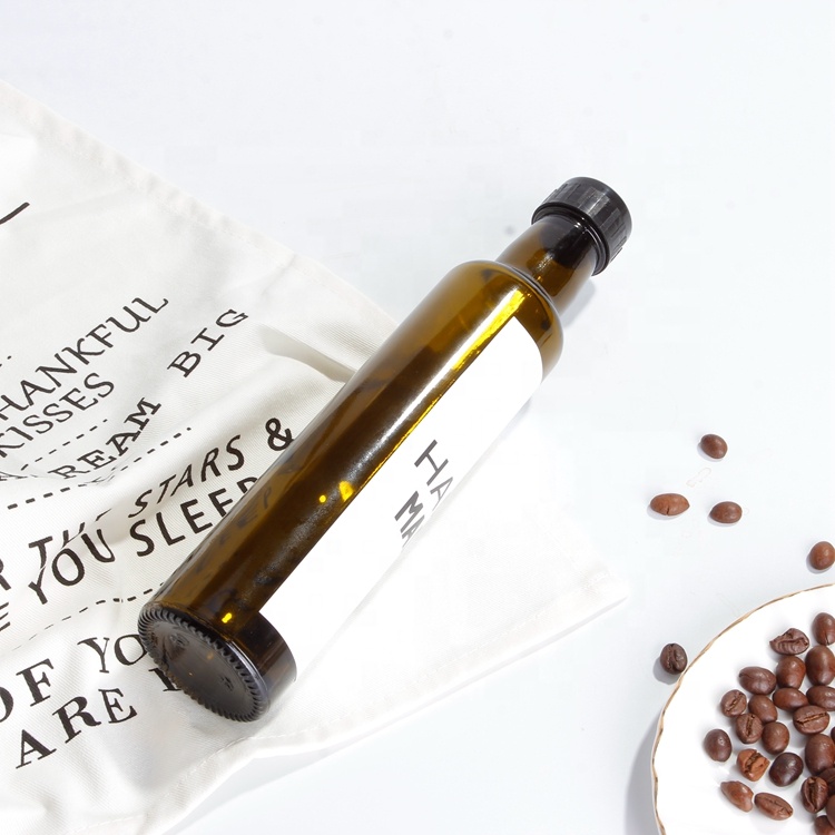 8oz 250ml Glass Olive Oil Bottle Dark Brown Oil & Vinegar Cruet with Custom Label