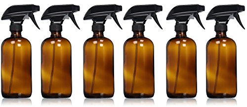 8oz 250ml amber boston round glass spray bottle with trigger sprayer