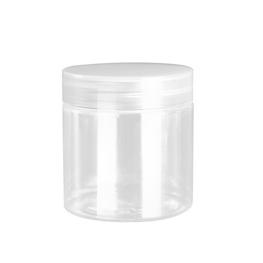 8oz 250ml clear plastic cosmetic jar with screw top lids for body butter