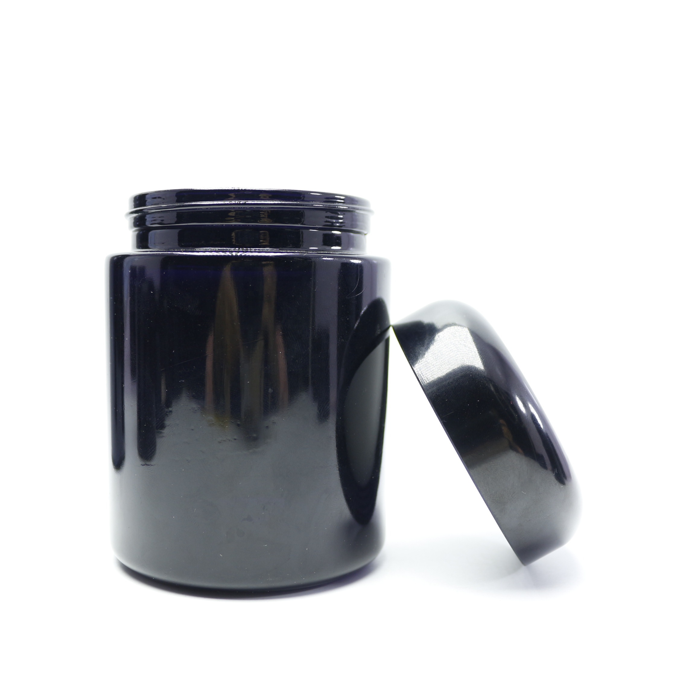 8oz 250ml empty dark high quality violet glass cosmetic cream jar with lid for dry herb storage VJ-35N