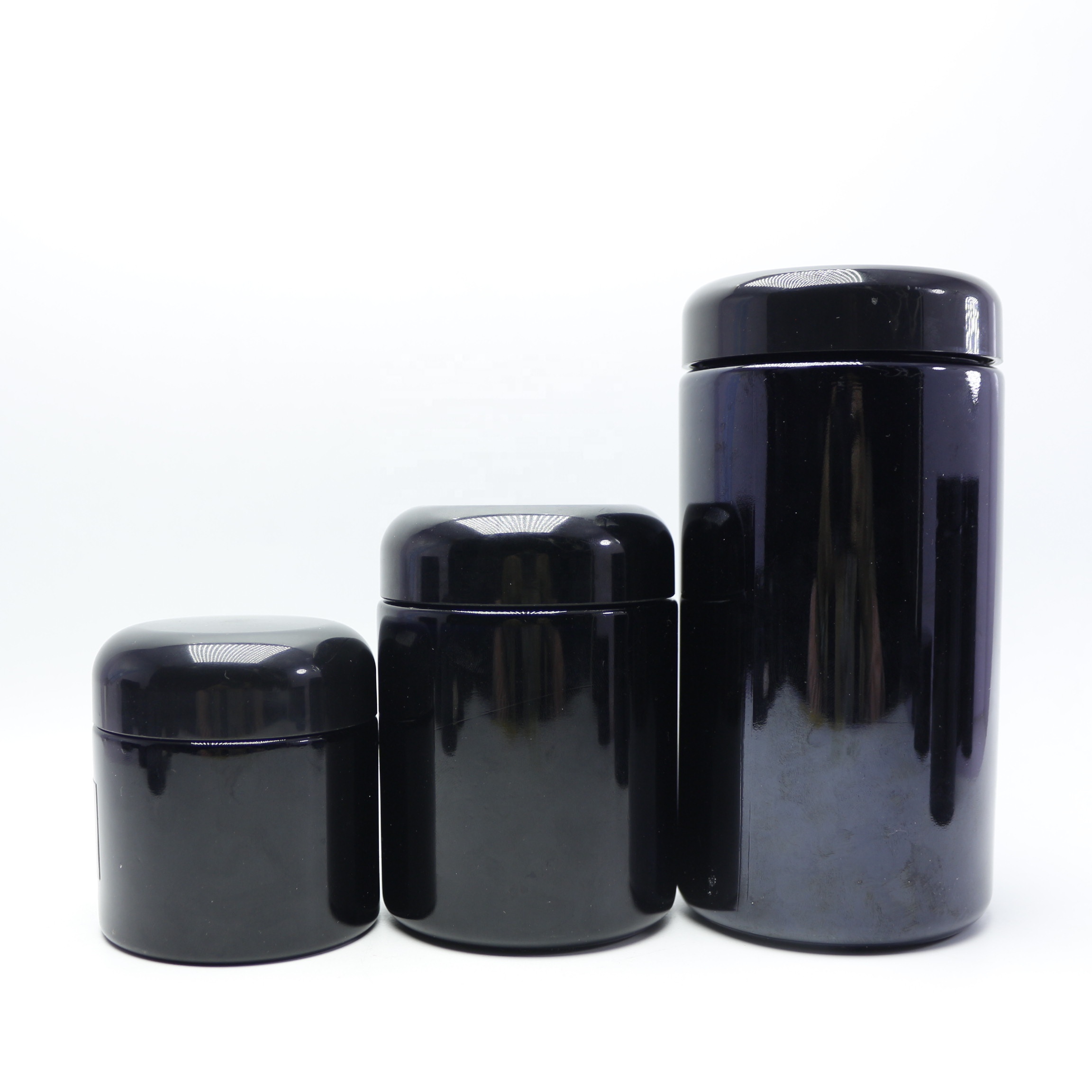 8oz 250ml empty dark high quality violet glass cosmetic cream jar with lid for dry herb storage VJ-35N