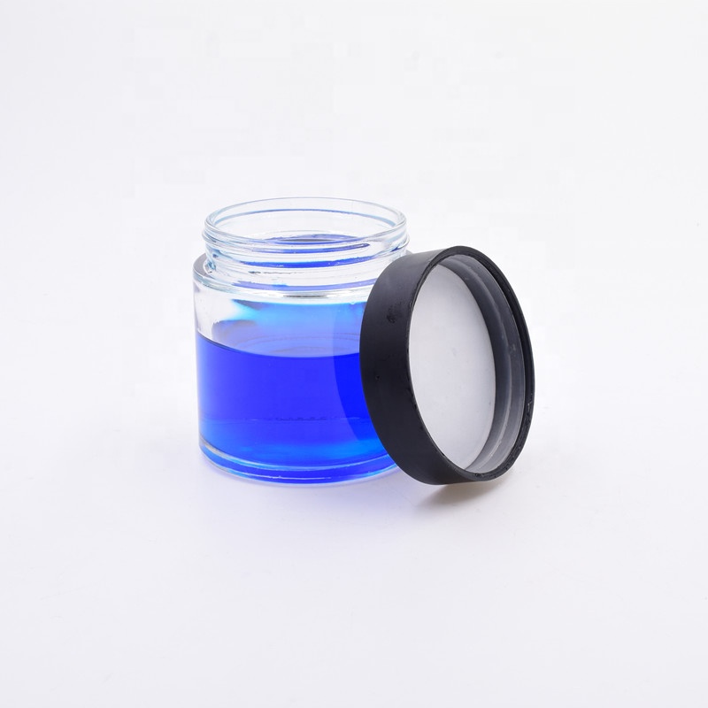 8oz 250ml jars clear round luxury cosmetic packaging kush hemp flower packaging child resistant glass jar with child proof lid