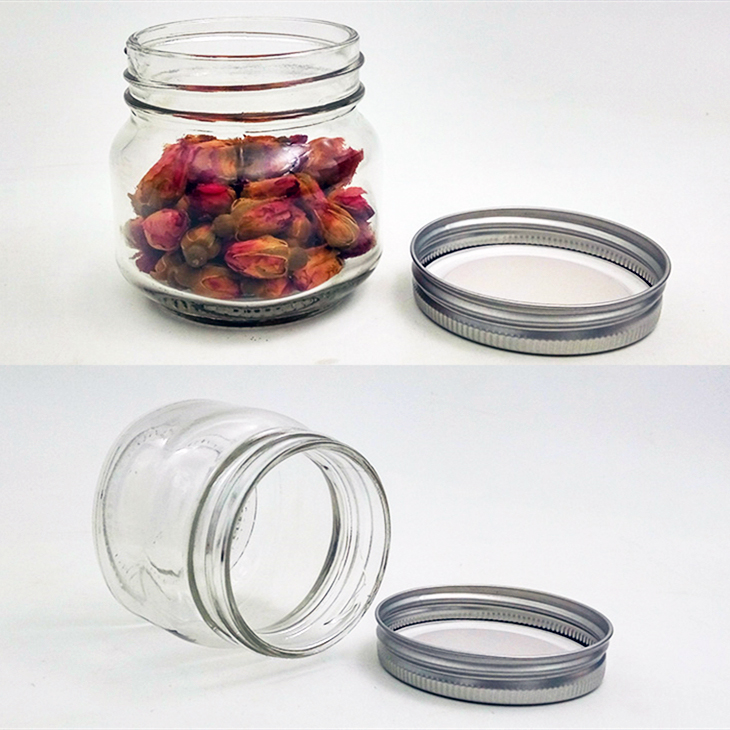 8oz 250ml sealable food preserve glass jar with sliver metal lid