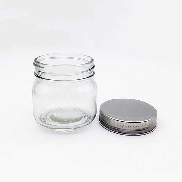 8oz 250ml sealable food preserve glass jar with sliver metal lid