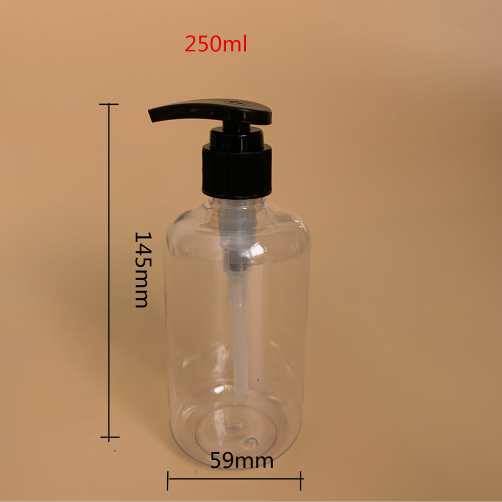 8oz 250ml transparent PET plastic empty bottles for hand sanitizer disinfectant