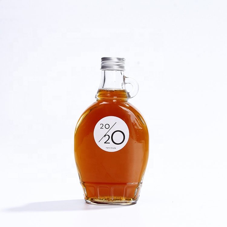 8oz 500ml Flat Maple Syrup Glass Packing Cold Brew Coffee Glass Bottle With Handle Ring