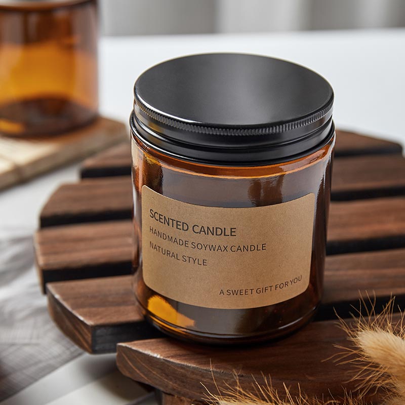 8oz / 9oz Straight Sided Amber Glass Jars In Bulk for Cosmetic and Candles