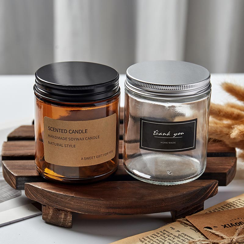 8oz / 9oz Straight Sided Amber Glass Jars In Bulk for Cosmetic and Candles