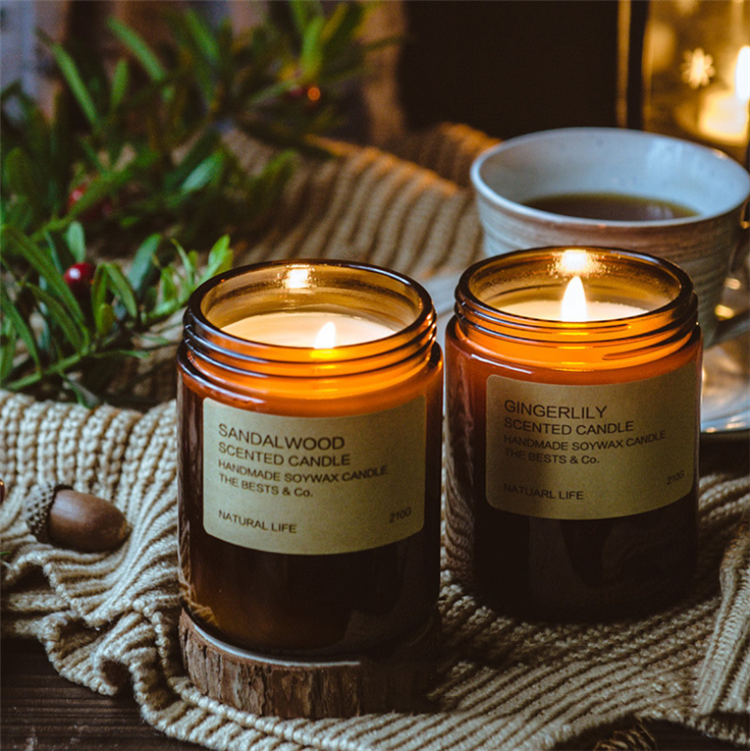 8oz / 9oz Straight Sided Amber Glass Jars for Cosmetic and candles