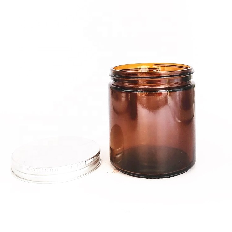 8oz / 9oz Straight Sided Amber Glass Jars for Cosmetic and candles