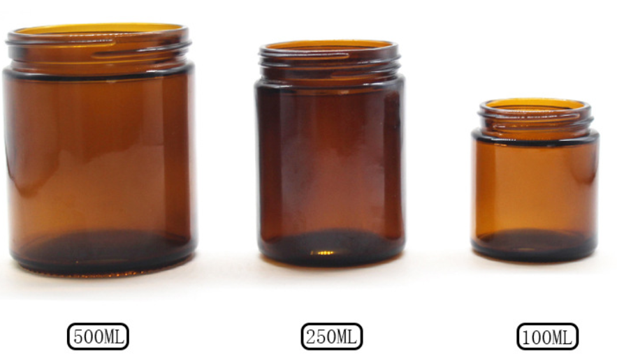 8oz / 9oz Straight Sided Amber Glass Jars for Cosmetic and candles