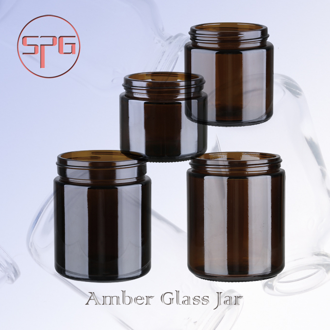 8oz Amber Cream Jar glass cosmetic bottle