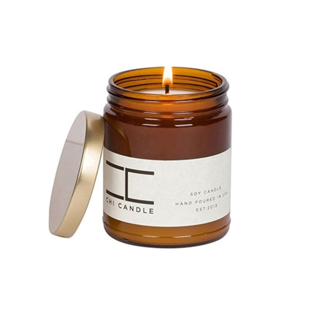 8oz Amber Glass Candle Jar With Metal Lids for Scented Candle Making Cylinder Glass Jar