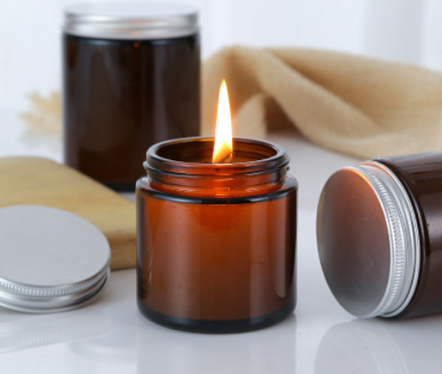 8oz Amber glass jars /8 oz amber glass jars with black lids