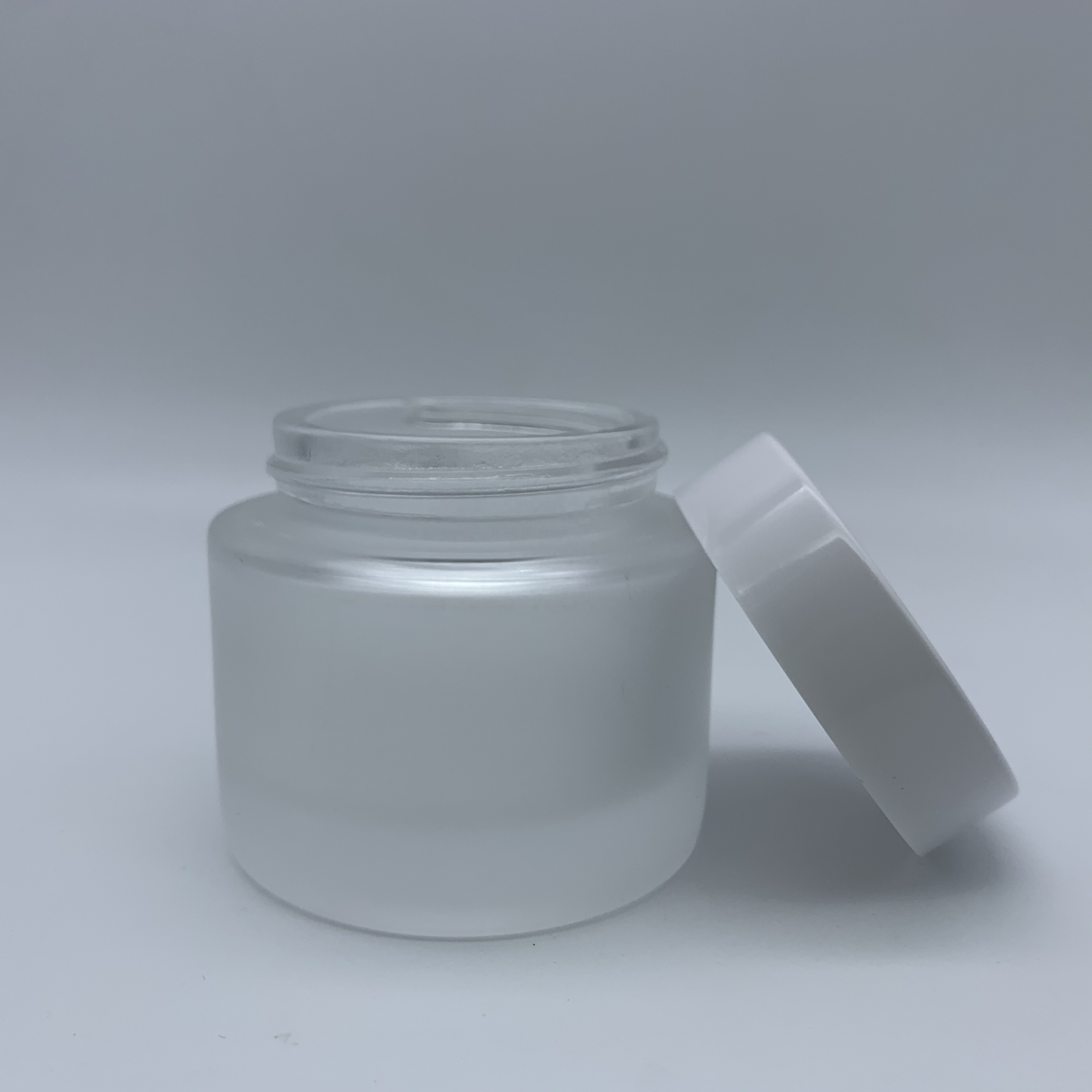 8oz Clear Frosted Glass Jar For Lotion With Bamboo Lid