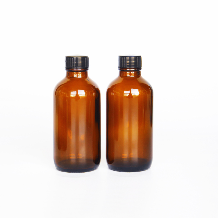 8oz Glass Bottle Amber 250ML Glass Round Bottle With Poly Seal Cone Cap For Kombucha Beverage