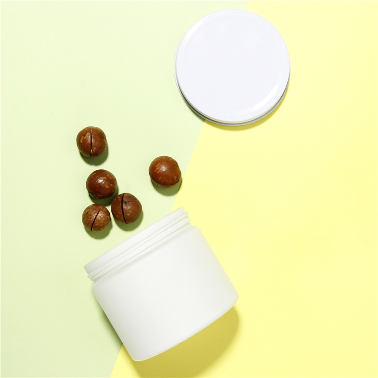 8oz Matte White Straight Glass Jar With Metal White Screw Lid For Nut Peanut Storage